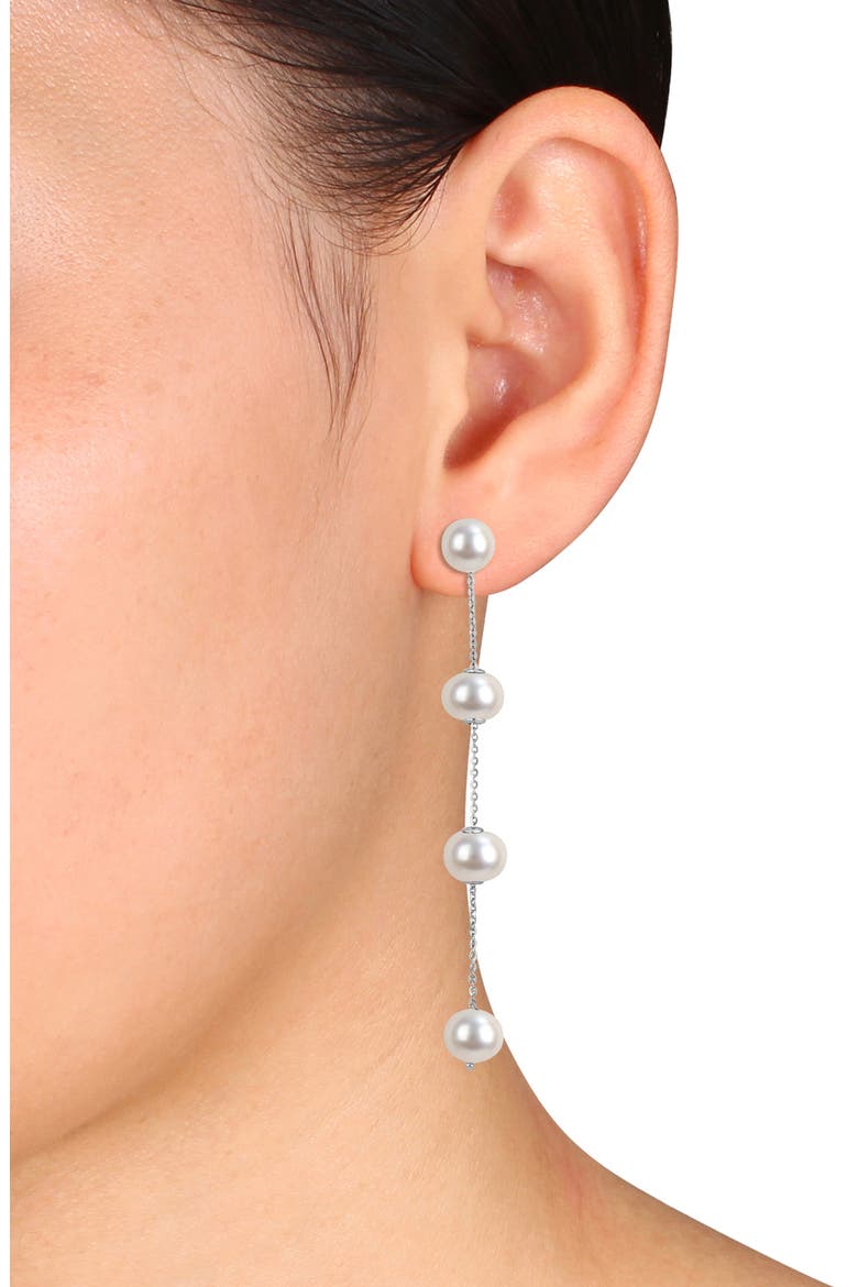 Freshwater Cultured Pearl Drop Earrings, Alternate, color, WHITE GOLD
