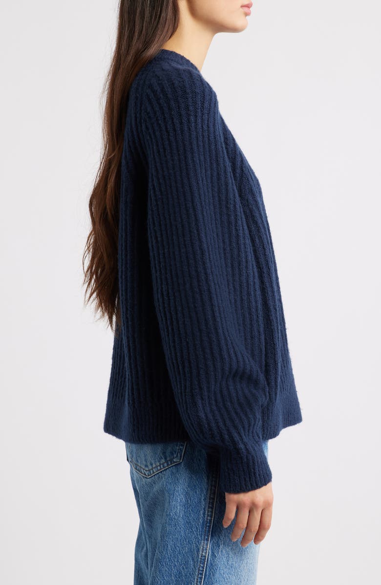 Madewell Rib Cotton Blend Sweater, Alternate, color, Deep Indigo