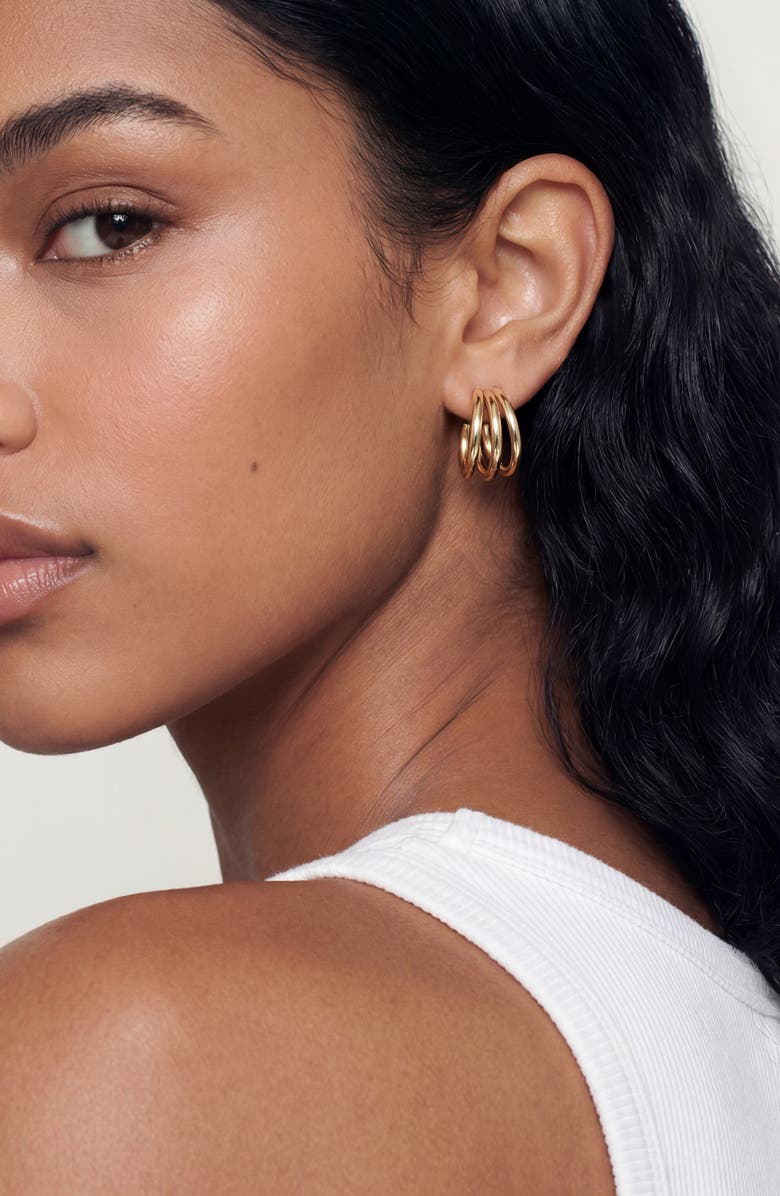 Ettika Triple Hoop Earrings Set, Alternate, color, Gold