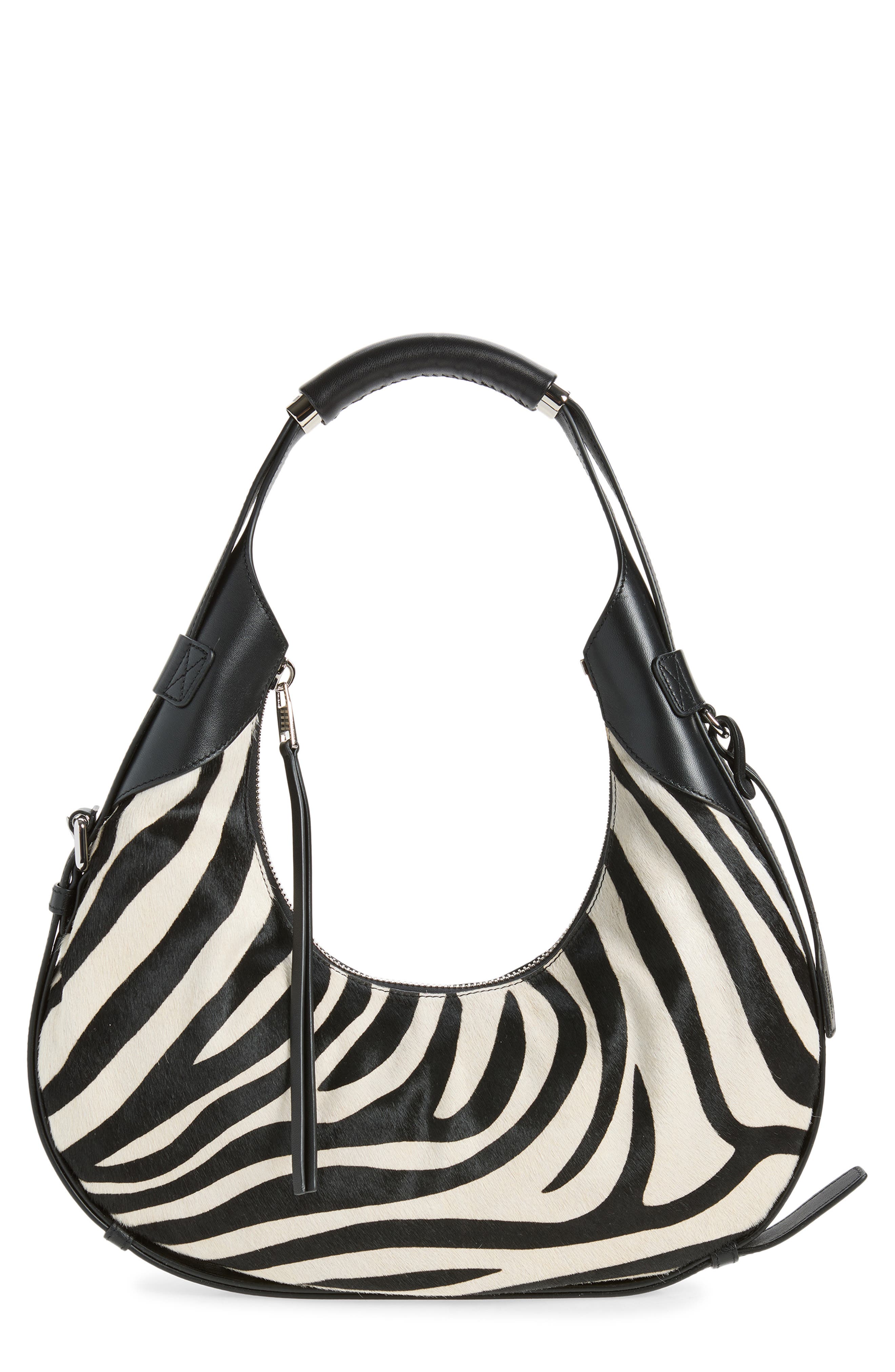 Handle Me Zebra Print Geniune Calf Hair Hobo Bag, Main, color, ZEBRA CROSSING