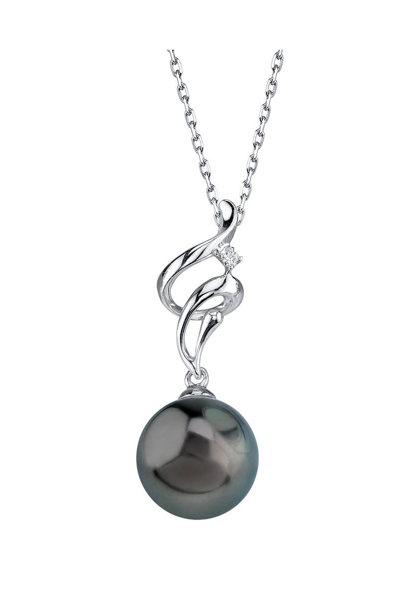 14K Tahitian South Sea Pearl & Diamond Aria Pendant, Main, color, White Gold