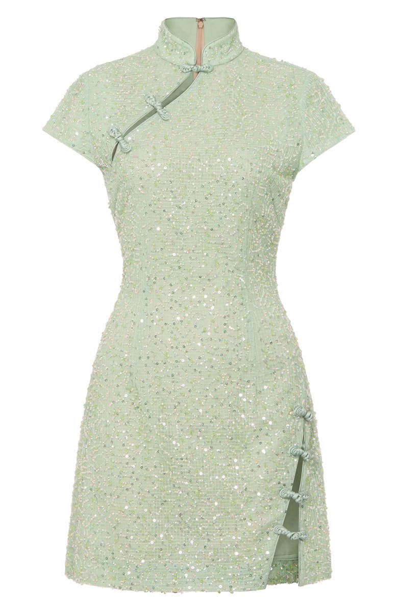 SAU LEE Jada Beaded Cocktail Sheath Dress, Alternate, color, Green Jade
