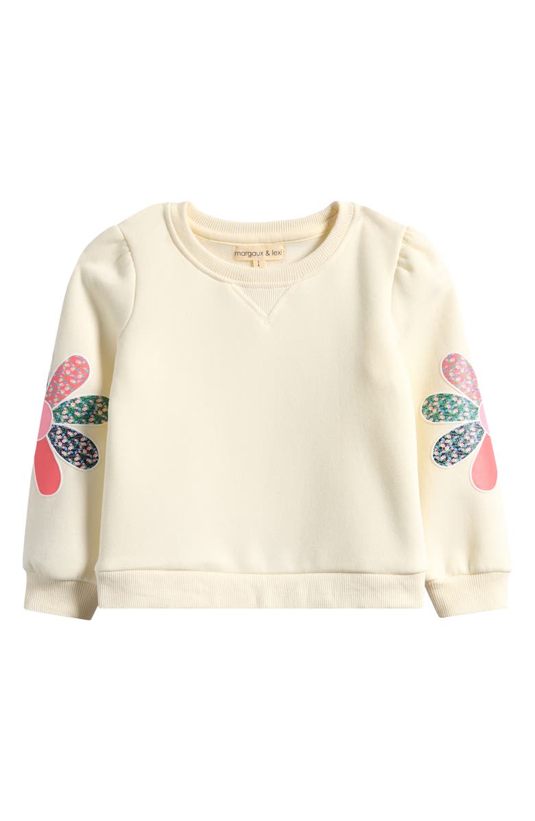 MARGAUX AND LEXI Kids' Puff Sleeve Sweatshirt, Main, color, White