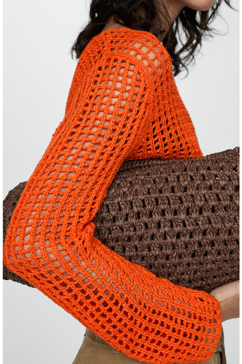 Openwork Sweater, Alternate, color, ORANGE