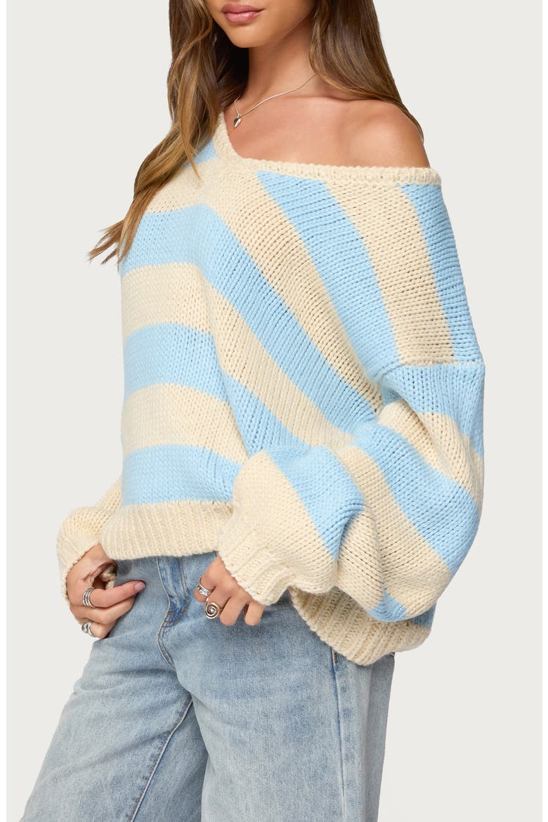 Tracie Oversize Stripe Sweater, Alternate, color, LIGHT-BLUE