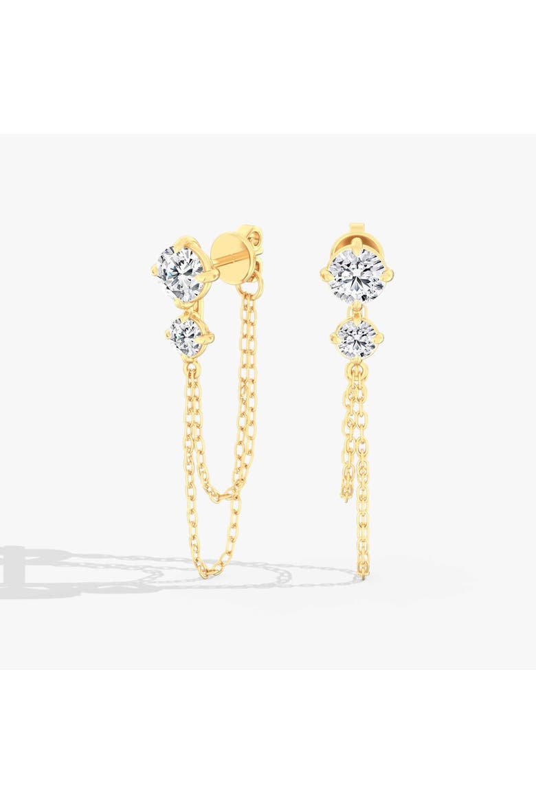 Starlight Two Stone Lab Diamond Chain Earrings in 14K Gold, Main, color, 2.00 CTW