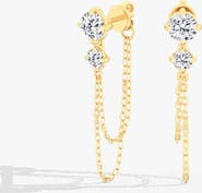 Everlee Starlight Two Stone Lab Diamond Chain Earrings in 14K Gold