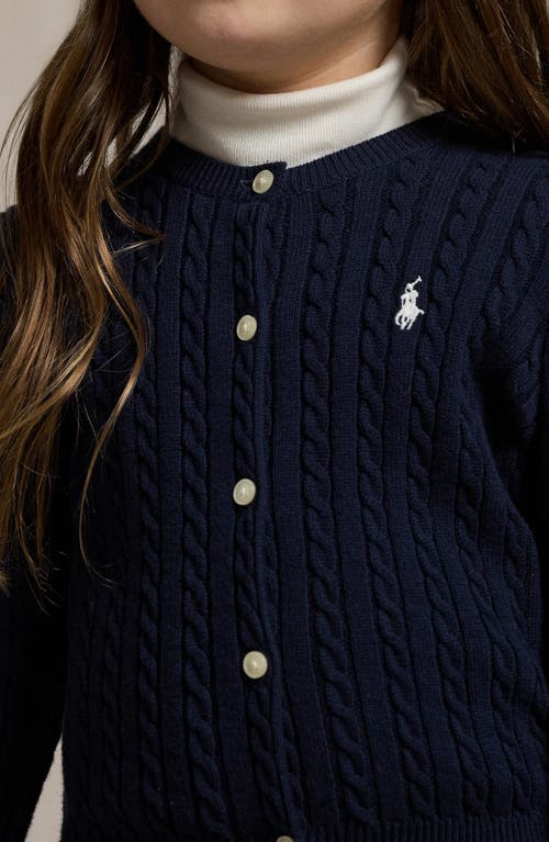 Polo Ralph Lauren Kids' Mini Cable Knit Cardigan In Animal Print