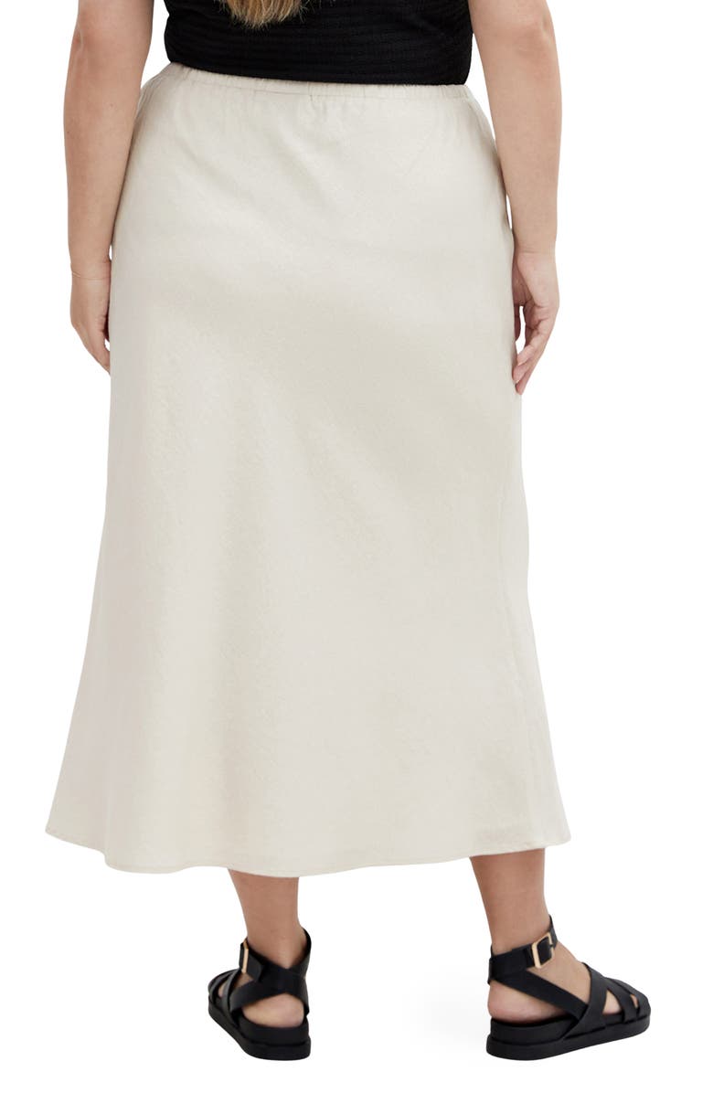 City Chic Vivien Linen Blend Drawstring Skirt, Alternate, color, Cream