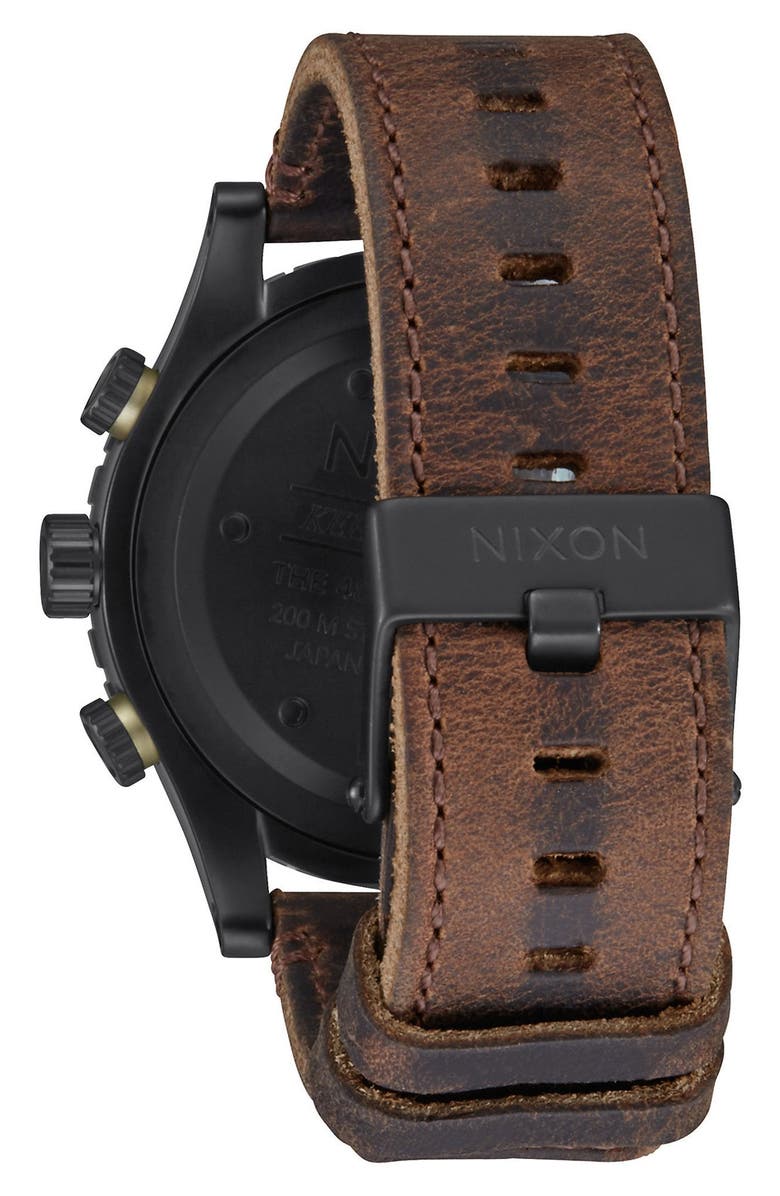 Nixon 'The 48-20' Chronograph Leather Strap Watch, 48mm, Alternate, color,