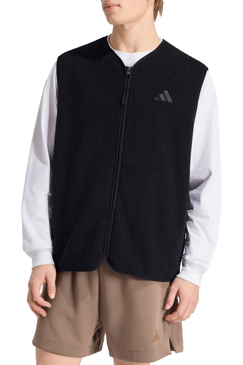 Warm High-Pile Fleece Vest, Main, color, BLACK
