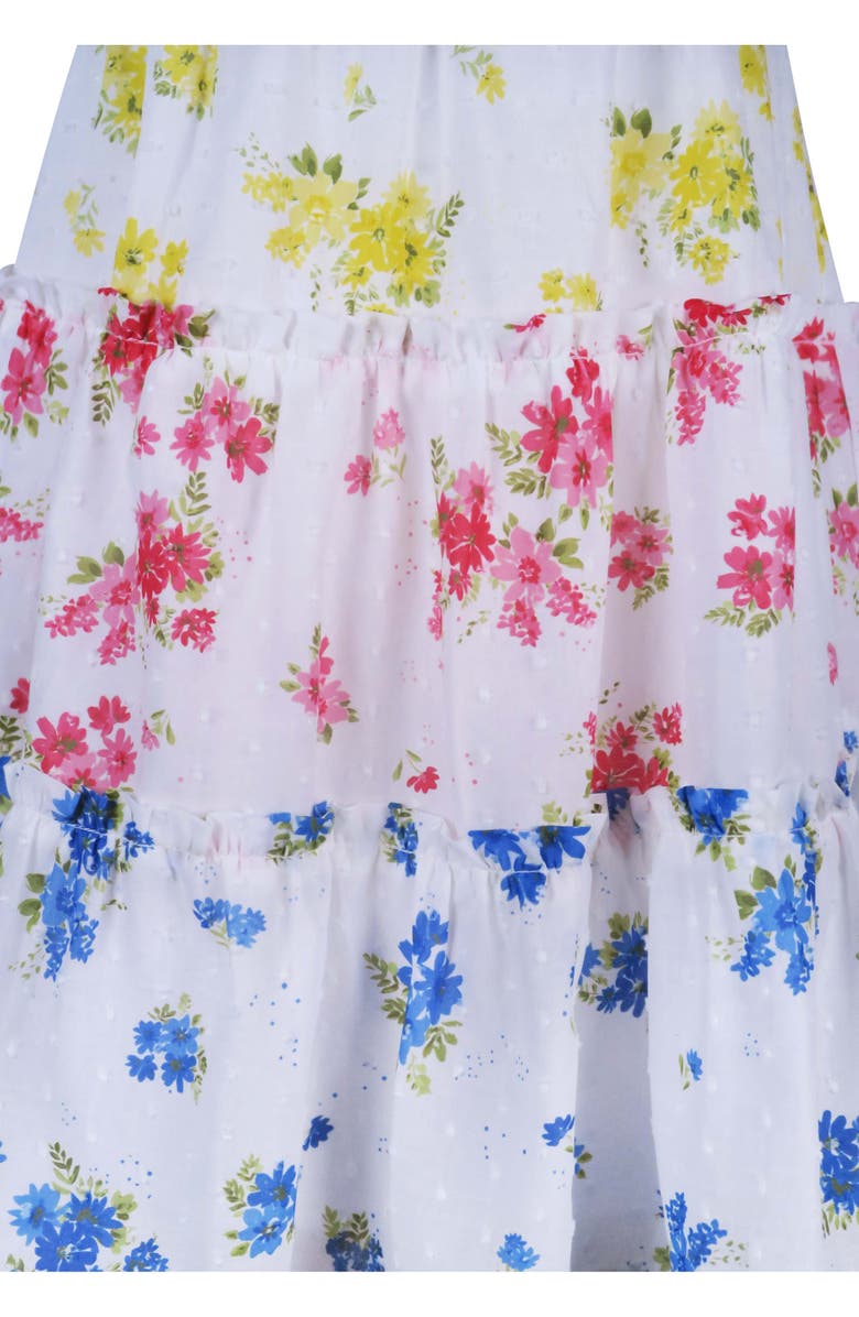 Zunie Kids' Tiered Cotton Sundress, Alternate, color, White Multi