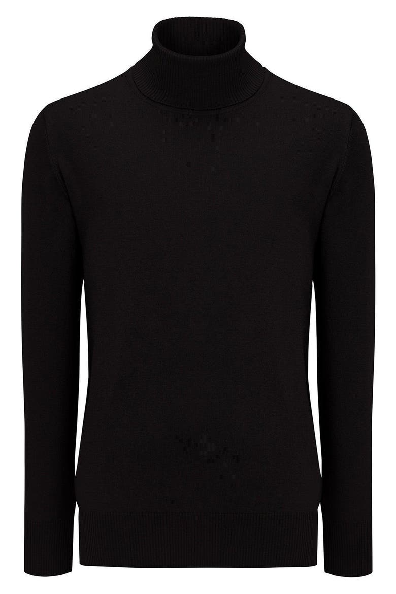 Roll Neck Rib Knit Sweater, Alternate, color, BLACK