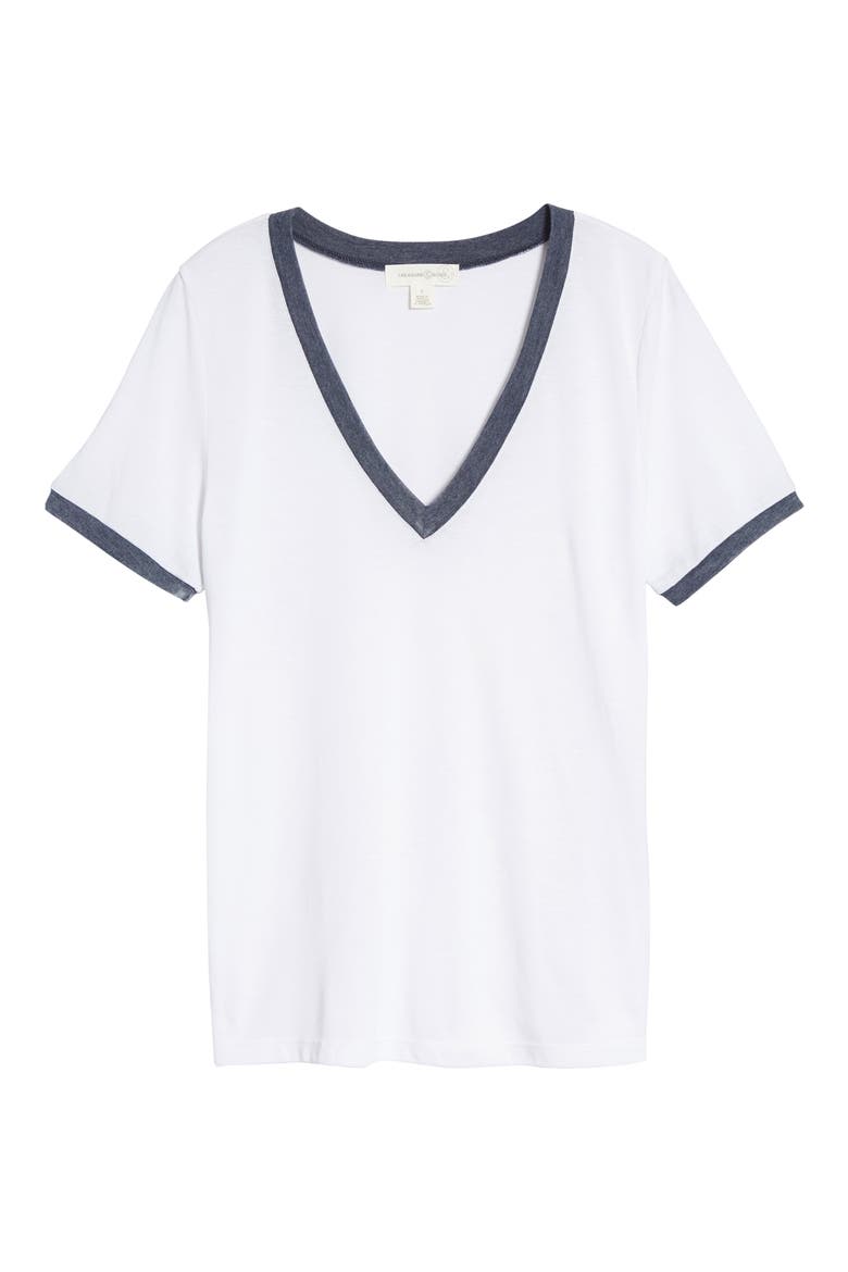 Ringer V-Neck T-Shirt, Alternate, color, WHITE- NAVY COMBO
