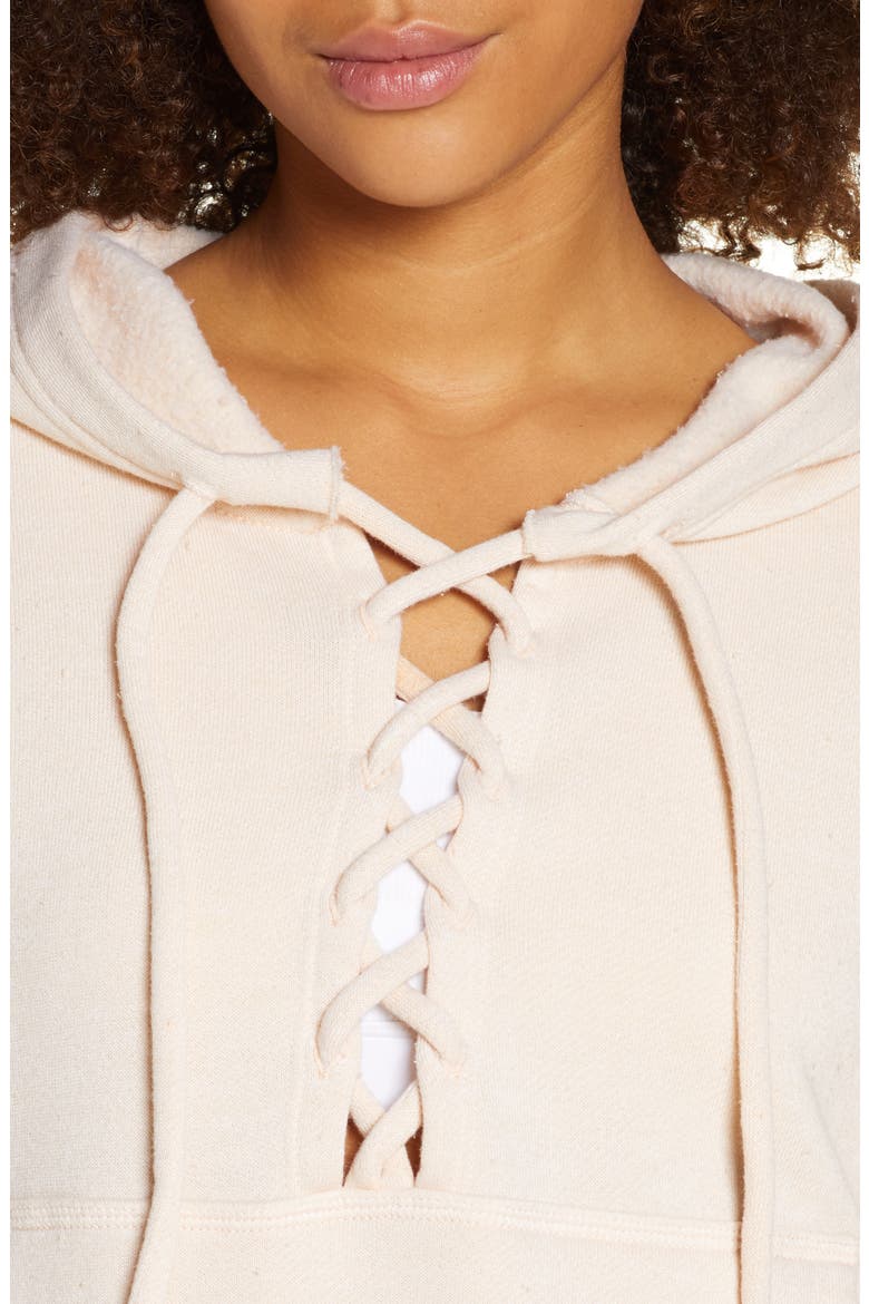 Free People FP Movement Believe It Lace-Up Hoodie, Alternate, color, PINK