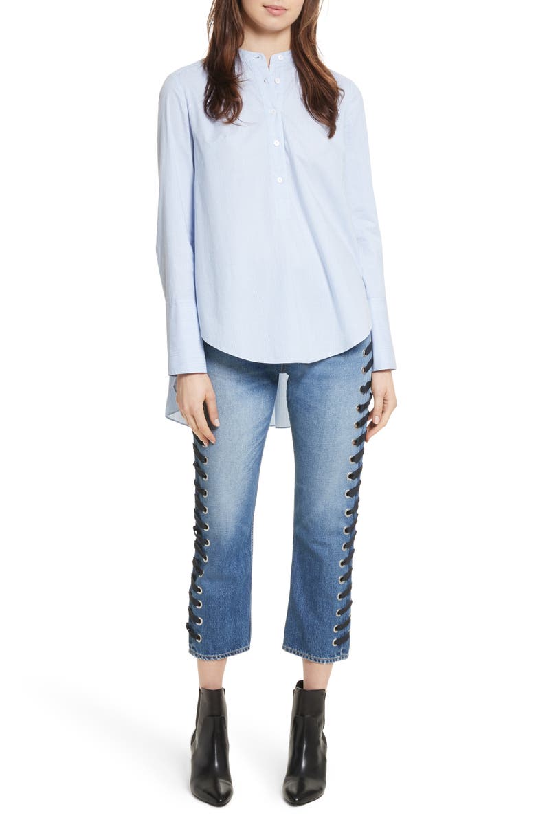 Veronica Beard Ines Lace-Up Crop Girlfriend Jeans, Alternate, color,