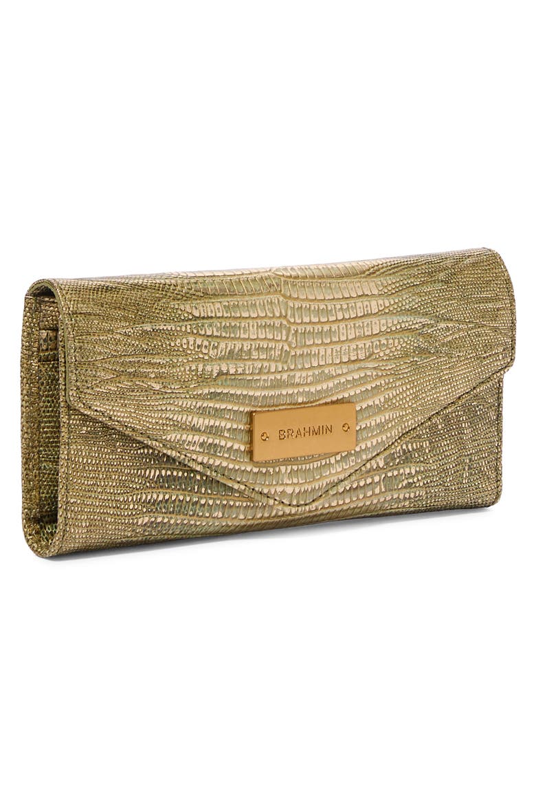 Veronica Croc Embossed Leather Wallet, Alternate, color, OLIVE