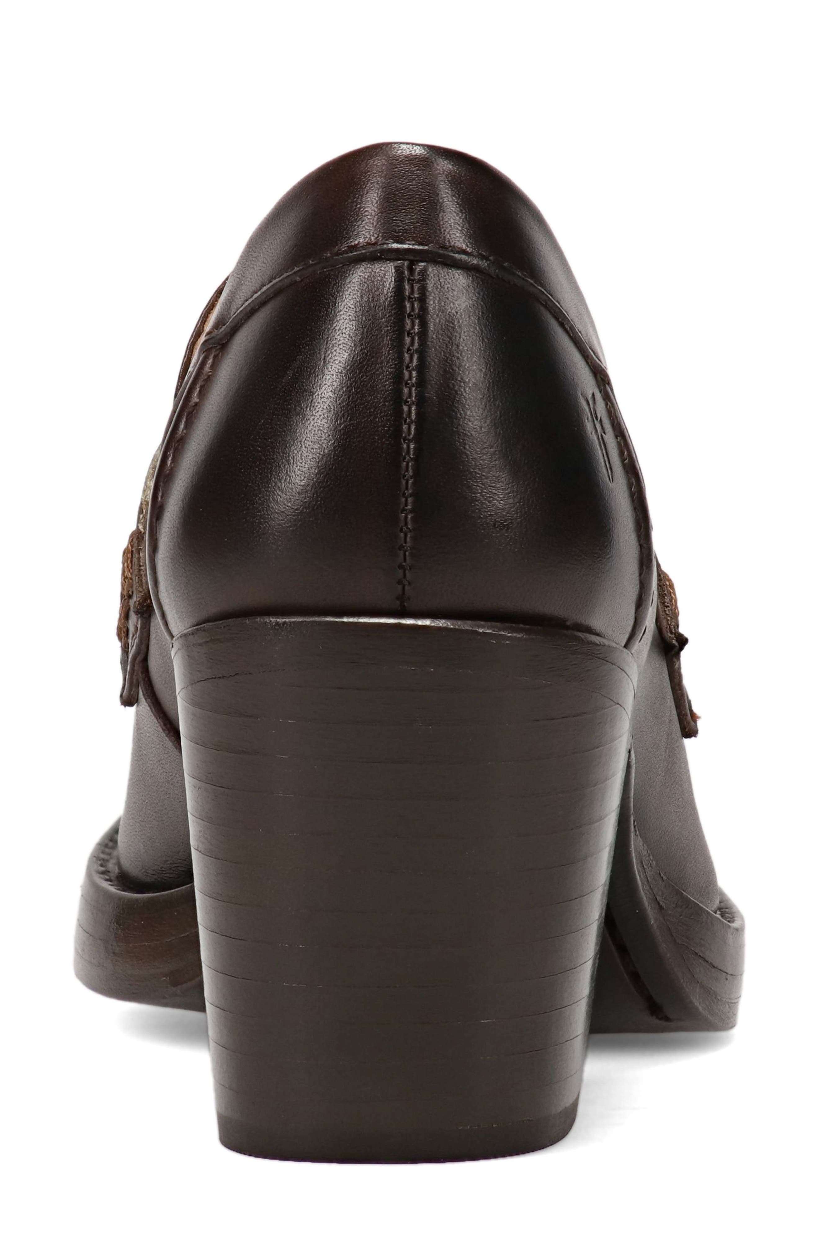 Frye Jean Stacked Heel Loafer, Alternate, color, Chocolate