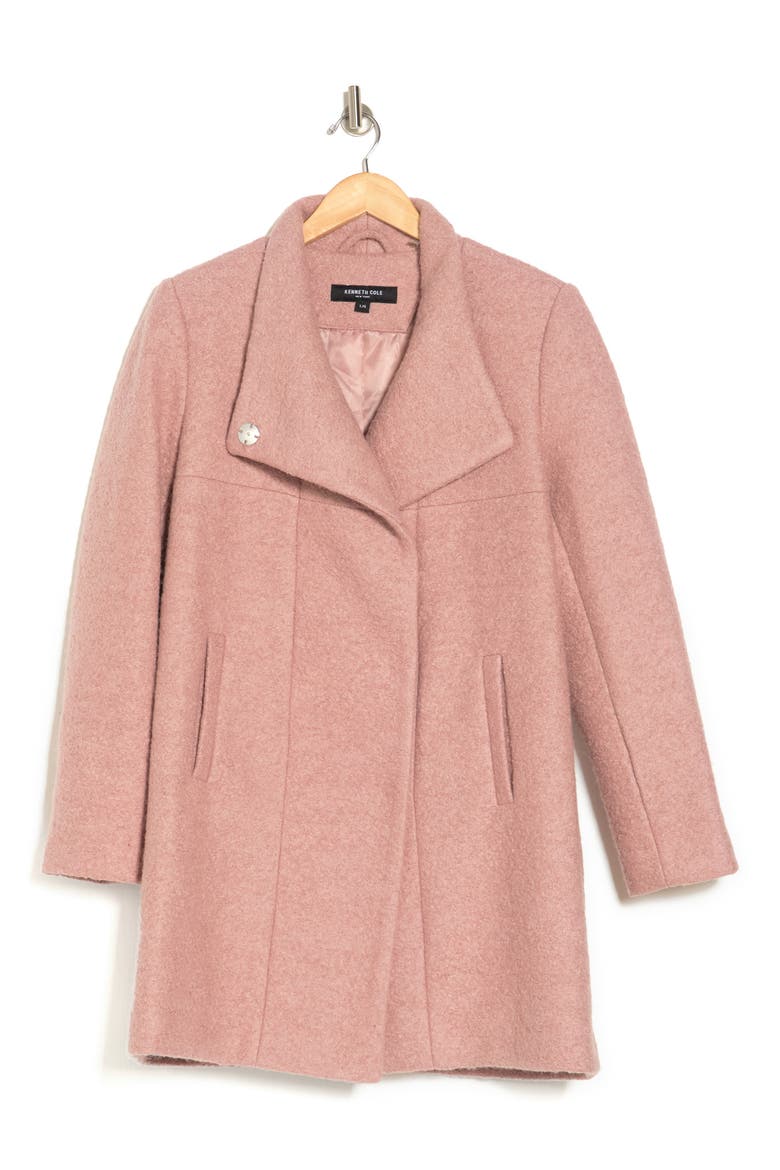 Asymmetrical Pressed Boucle Knit Wool Blend Coat, Alternate, color, BLUSH