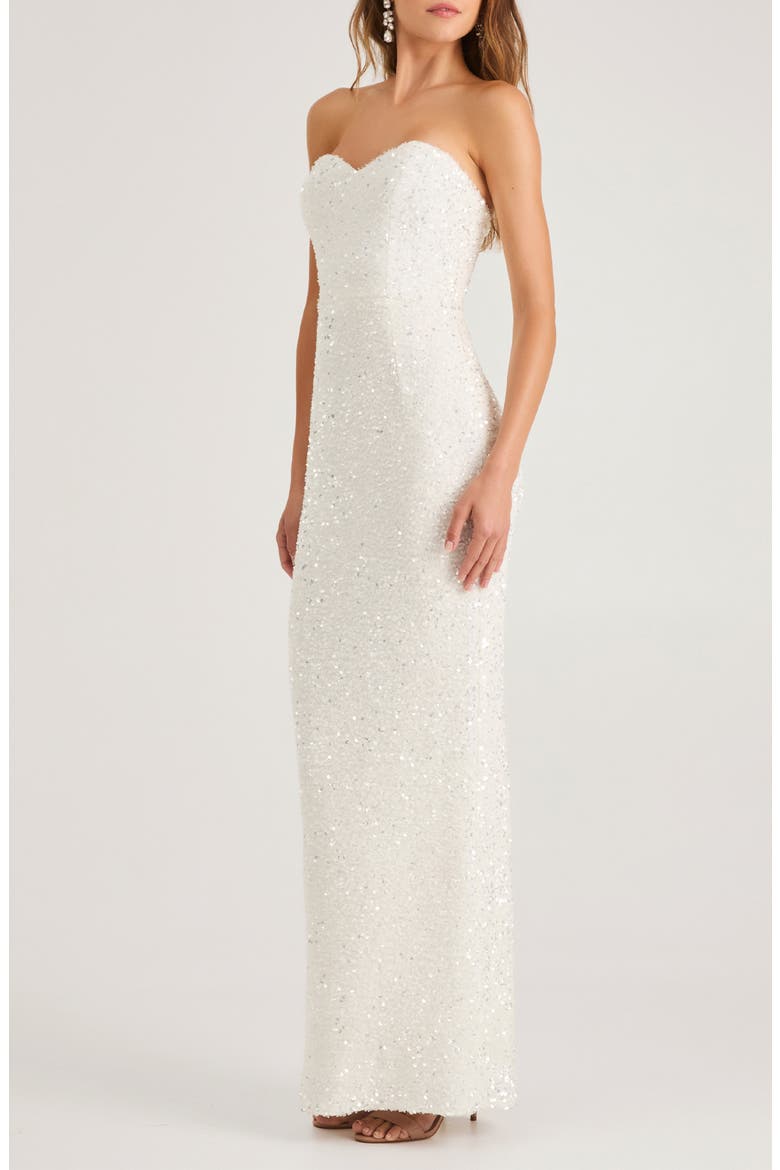 Ryan Sequin Strapless Column Gown, Alternate, color, OFF WHITE
