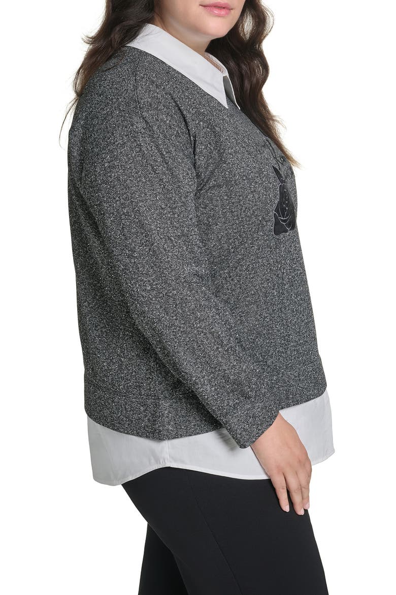 Rose Two-Fer Sweatshirt, Alternate, color, DARK HEATHER GREY