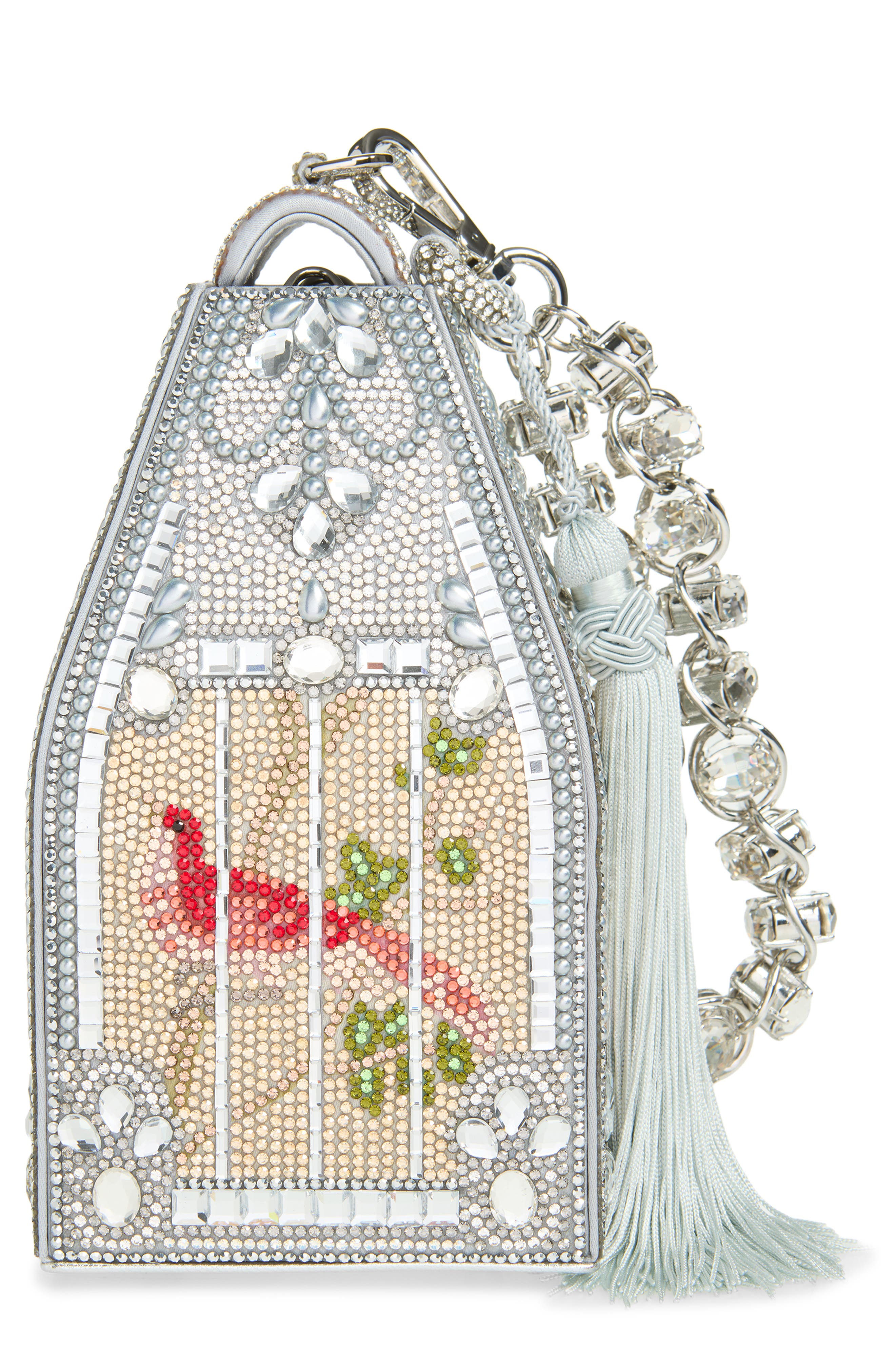 JUDITH LEIBER COUTURE Landmark Birdcage Crystal Minaudière, Main, color, Silver Rhine Multi