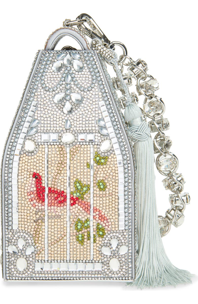 JUDITH LEIBER COUTURE Landmark Birdcage Crystal Minaudière, Main, color, Silver Rhine Multi