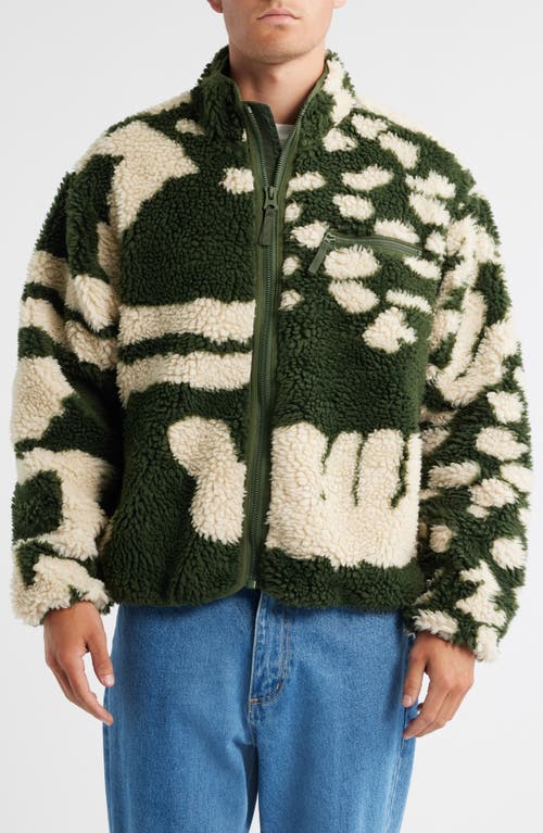 Obey Shaggy Fleece Jacket In Green