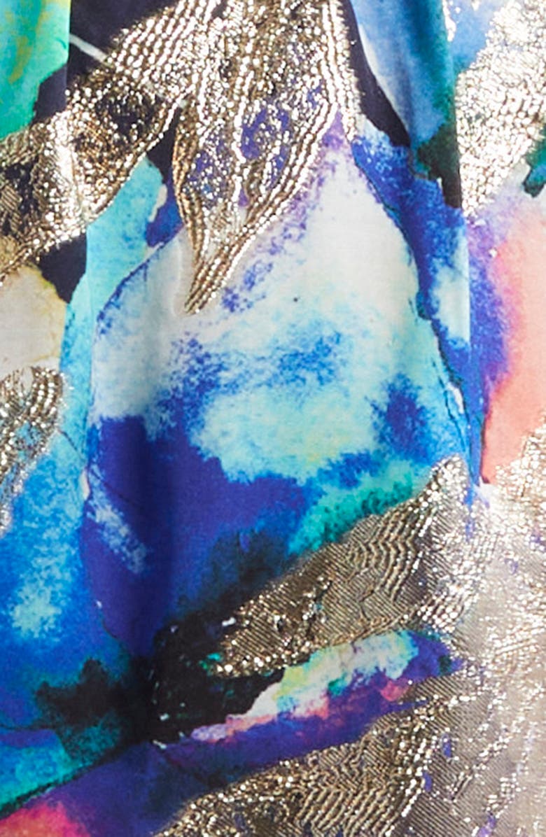 Ramy Brook Marble Reuben Ruffle Metallic Jacquard Halter Minidress, Alternate, color, 