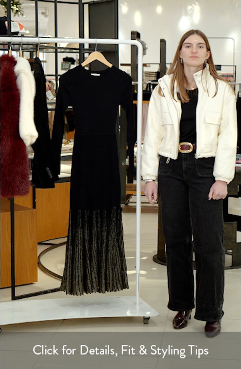 Shimmer Pleat Long Sleeve Maxi Sweater Dress, sales video thumbnail