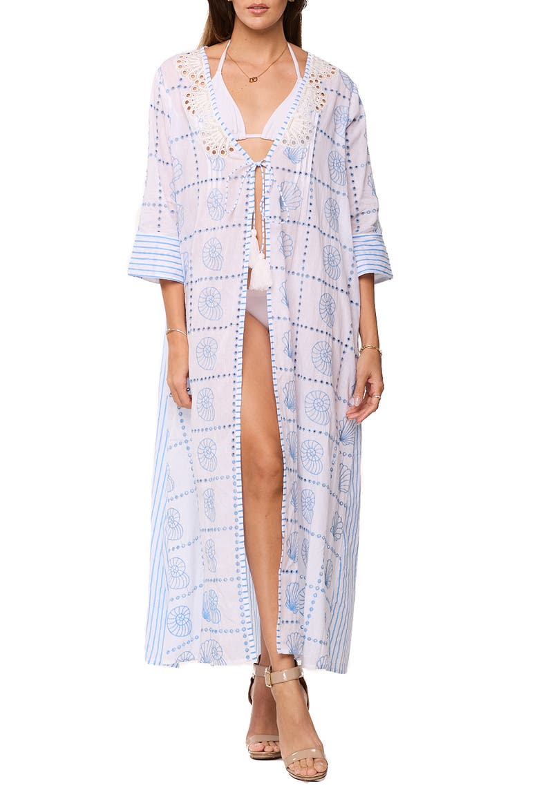 Longline Cover-Up Duster, Main, color, WHITE