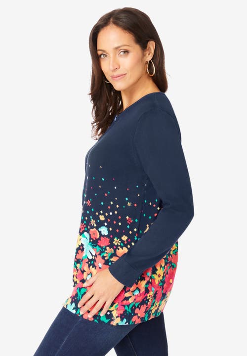 Jessica London Fine Gauge Cardigan In Blue