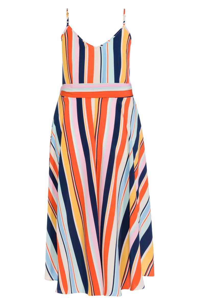City Chic Freedom Stripe Wrap Dress, Alternate, color, 