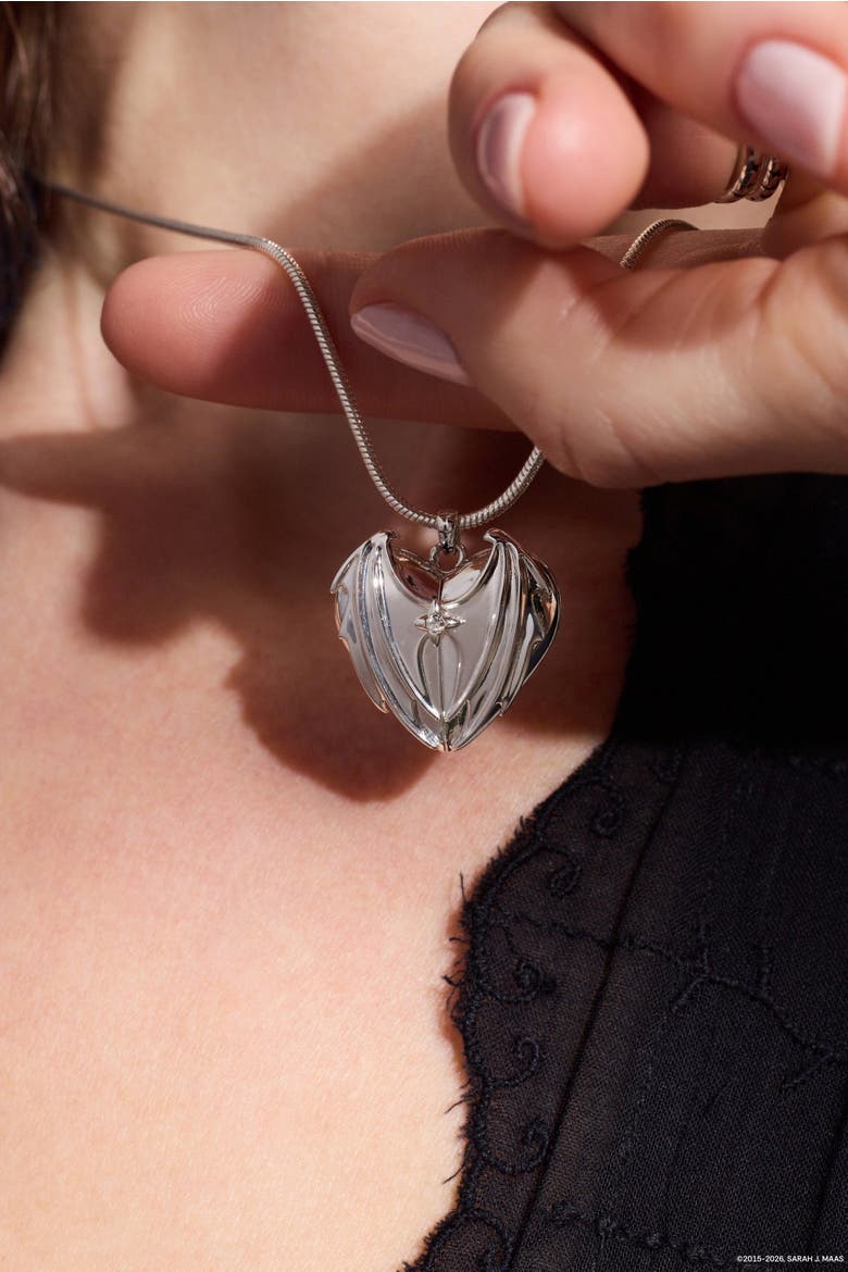 A Court of Thorns and Roses Velaris Heart Locket Necklace, Alternate, color, Silver