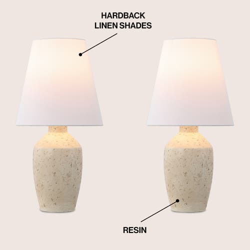 Jonathan Y Xander 19.5" Minimalist Scandinavian Concrete Effect Resin/iron Ginger Jar Led Table Lamp In Matte Cream