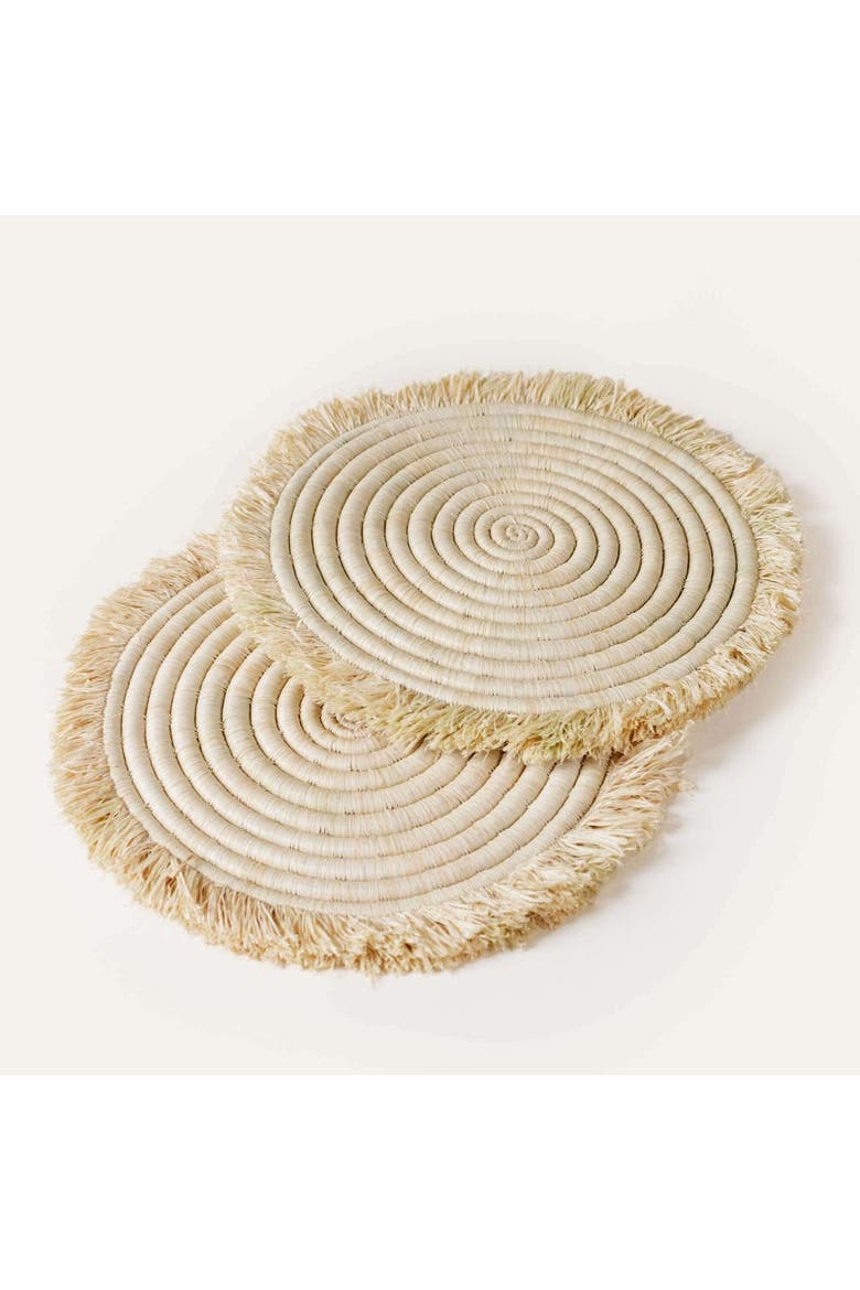 Raffia Fringe Placemat, Alternate, color, Natural raffia fibers