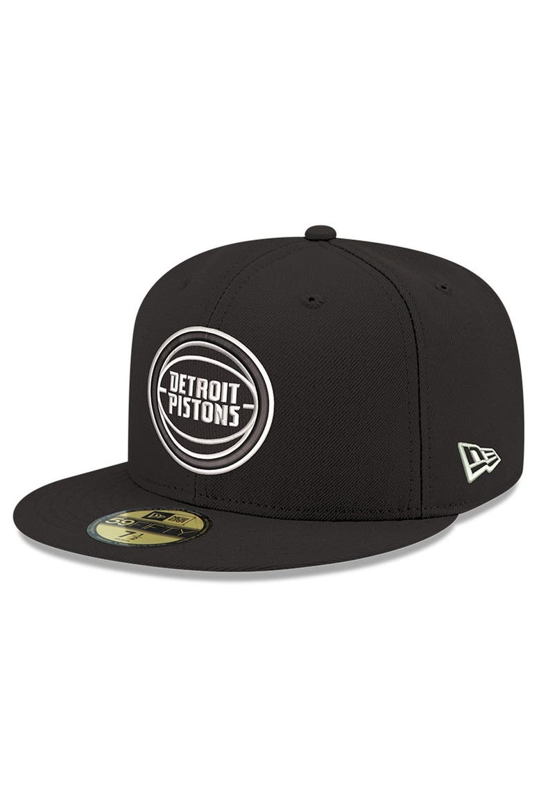 Men's New Era Black/White Detroit Pistons 59FIFTY Fitted Hat, Main, color, Black