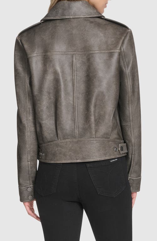 Andrew Marc Addis Aviator Leather Jacket In Gray