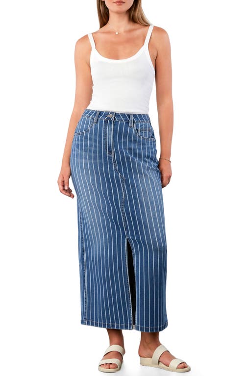 Wash Lab Denim Julia Stripe Denim Maxi Skirt In Black