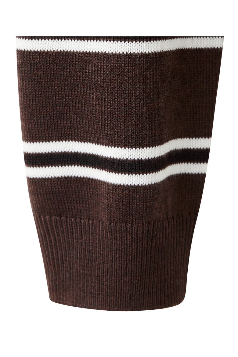Striped Polo Collar Sweater, Alternate, color, CHOCOLATE