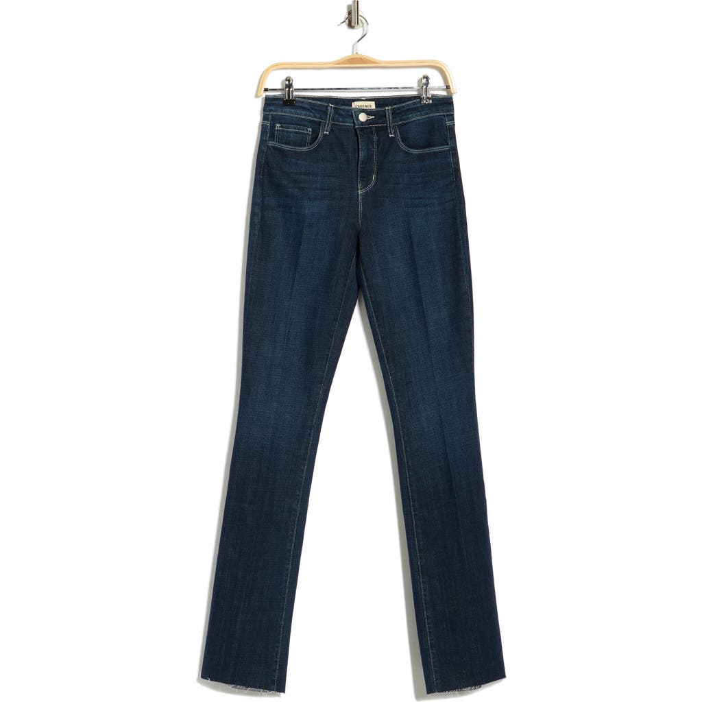 L Agence L'agence Ruth High Waist Raw Hem Straight Leg Jeans In Blue