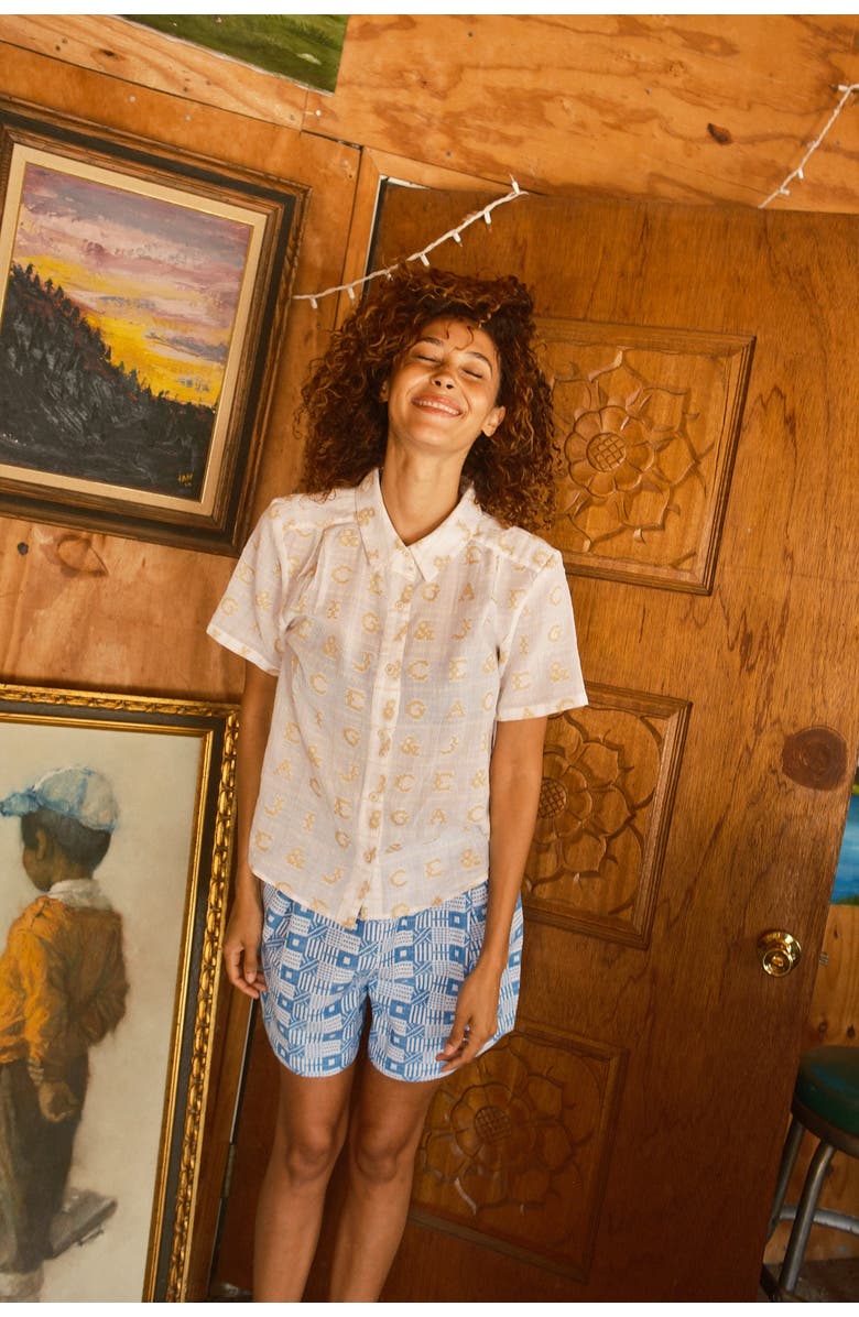 Ace & Jig Winnie Button-up Foldover Collar Blouse, Alternate, color, Initial