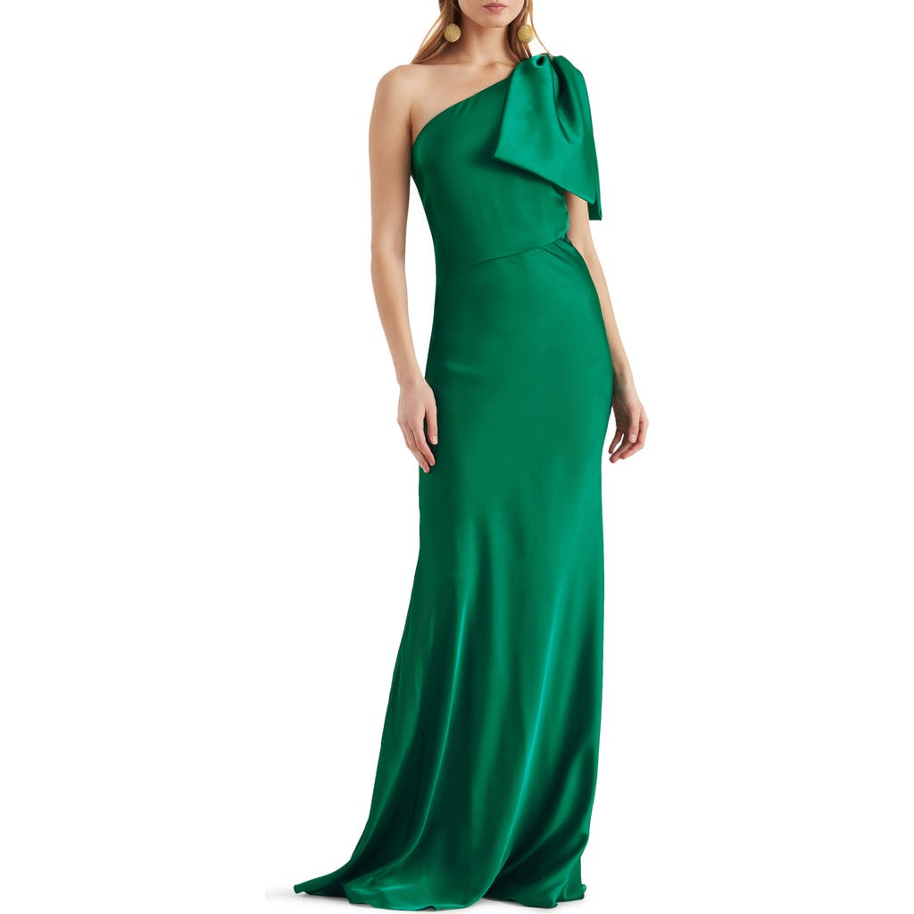 Sachin & Babi Aubrey One-Shoulder Satin Charmeuse Gown in Emerald  product
