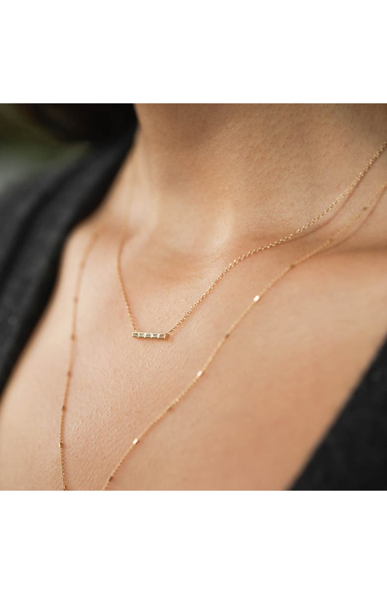 Zoë Chicco Baguette Diamond Bar Pendant Necklace, Alternate, color, 14K Yellow Gold