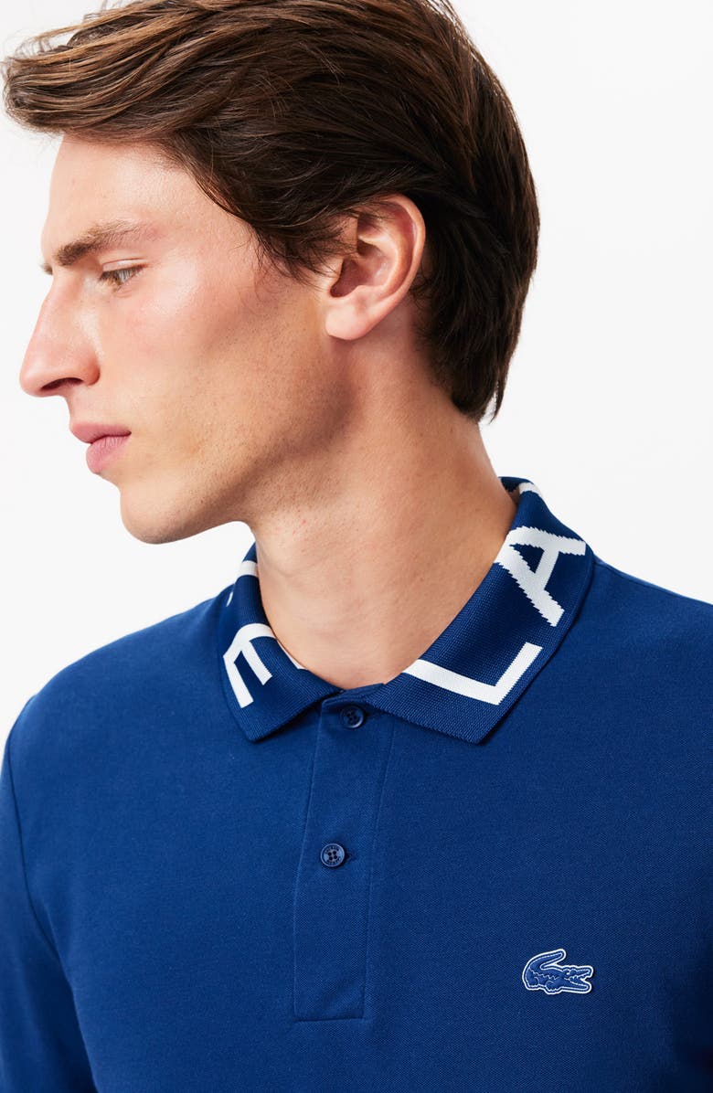 Lacoste Semi Fancy Slim Fit Piqué Knit Polo, Alternate, color, Globe