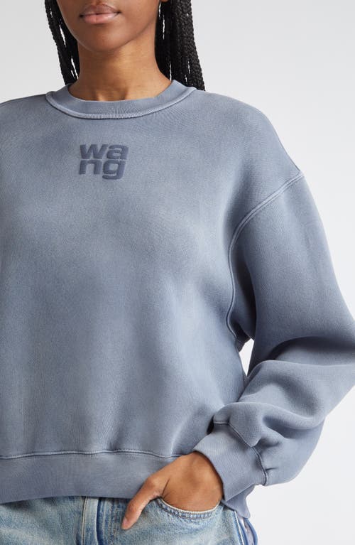 Alexander Wang Puff Logo Sweatshirt In Structured Terry In Blue
