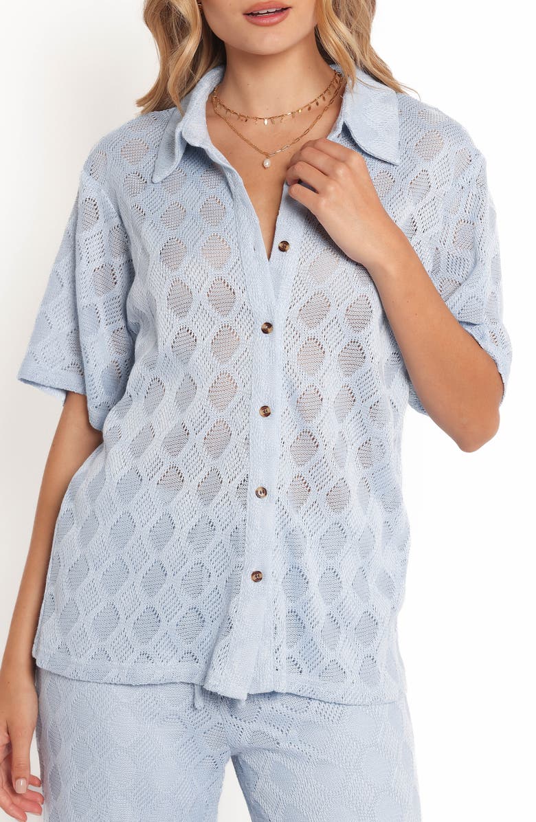 Petal & Pup Cora Button-Up Shirt, Main, color, Blue