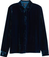 Eileen Fisher Classic Collar Easy Velvet Button-Up Shirt