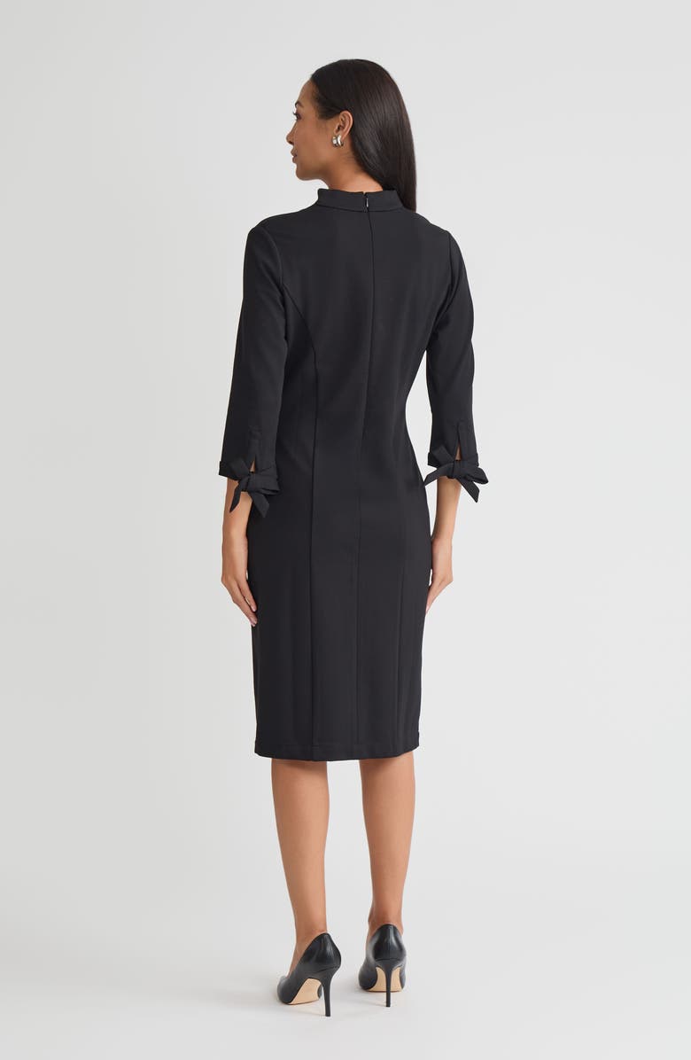 Misook LuxeStretch Ponte Tie Sleeve Sheath Dress, Alternate, color, Black