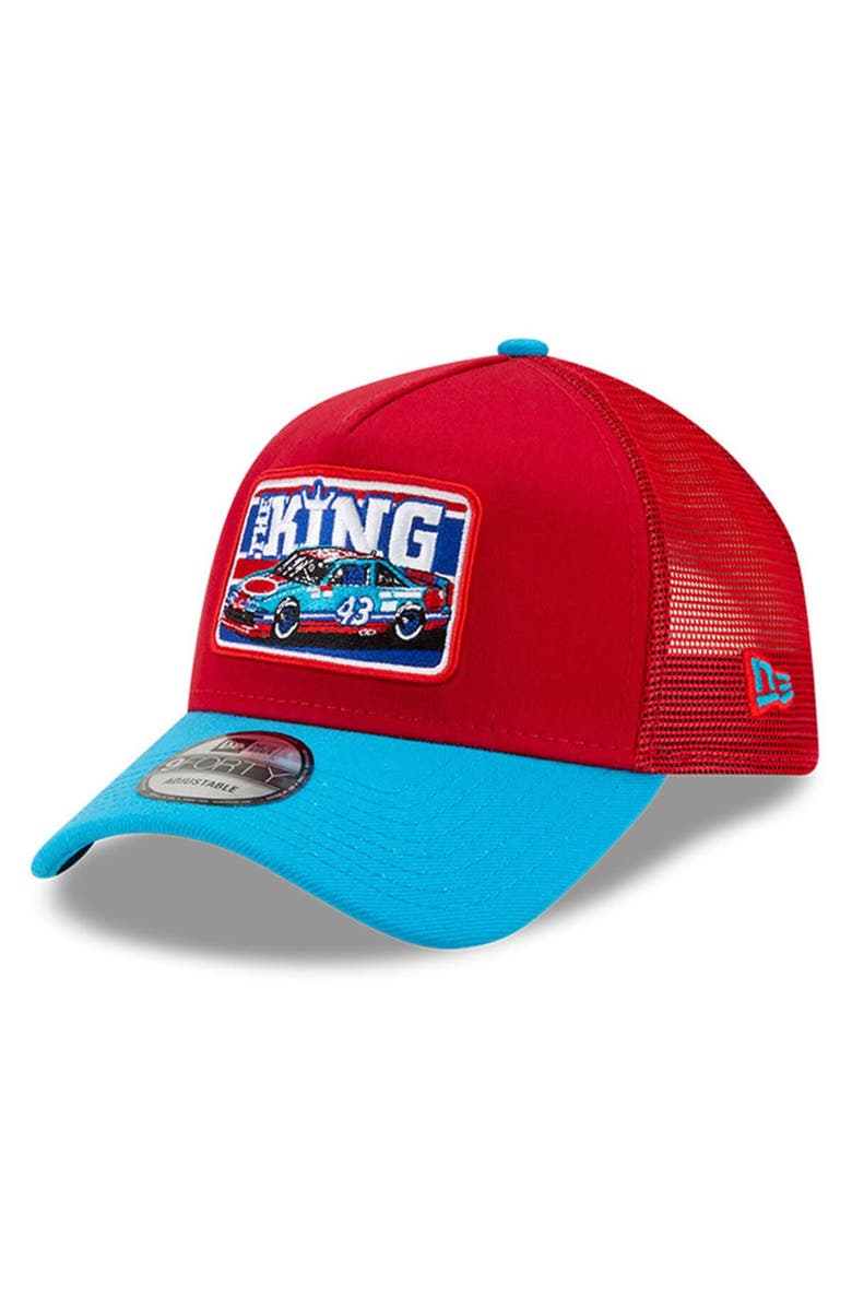 New Era Men's New Era Scarlet/Light Blue Richard Petty Legends 9FORTY A-Frame Adjustable Trucker Hat, Main, color, 